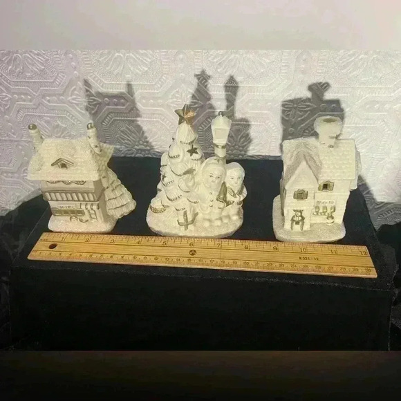 Vintage Porcelain Tealight Christmas Decor, White &  Gold, Holiday Christmas - Picture 9 of 12